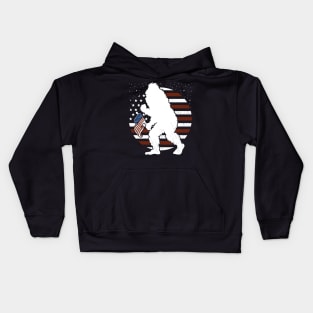 Bigfoot American Flag 4th Of july Retro Kids Hoodie